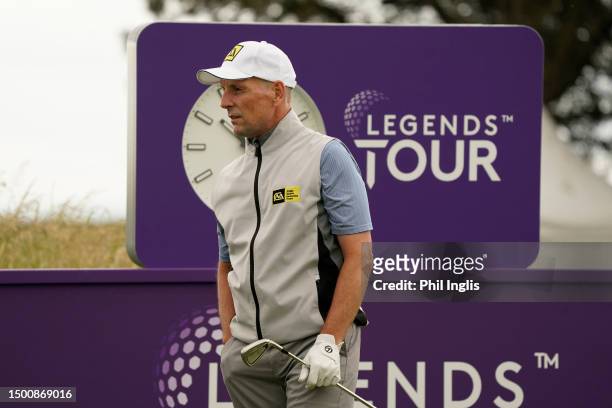 David Higgins of Ireland in action during Day One of the Irish Legends 2023 at Seapoint Golf Club on June 23, 2023 in Louth, Ireland.