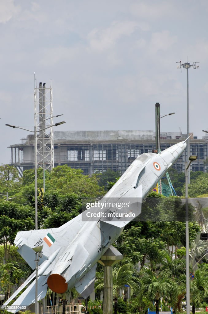 MiG-27 M Bahadur fighter-bomber aircraft outside Kolkata International Airport, Kolkata, India
