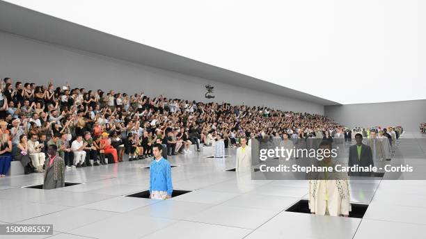 Models on the runway during the Dior Homme Menswear Spring/Summer 2024 show as part of Paris Fashion Week on June 23, 2023 in Paris, France.