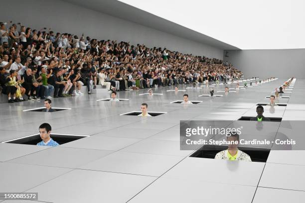 Models on the runway during the Dior Homme Menswear Spring/Summer 2024 show as part of Paris Fashion Week on June 23, 2023 in Paris, France.