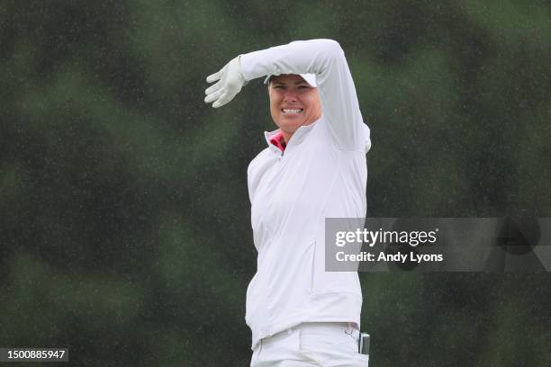 Lee-Anne Pace of South Africa watches her shot from the 14th tee during the second round of the KPMG Women's PGA Championship at Baltusrol Golf Club...