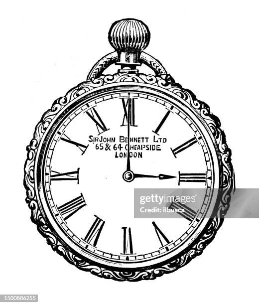 antikes bild aus der britischen zeitschrift: pocket watch - antique clocks stock-grafiken, -clipart, -cartoons und -symbole