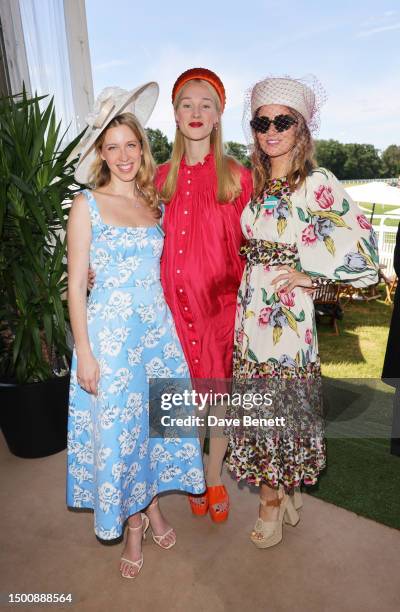 Eliza Liepina Viscountess of Newport, Rosalyn Wikeley and Kelly Eastwood attend Royal Ascot 2023 at Ascot Racecourse on June 23, 2023 in Ascot,...