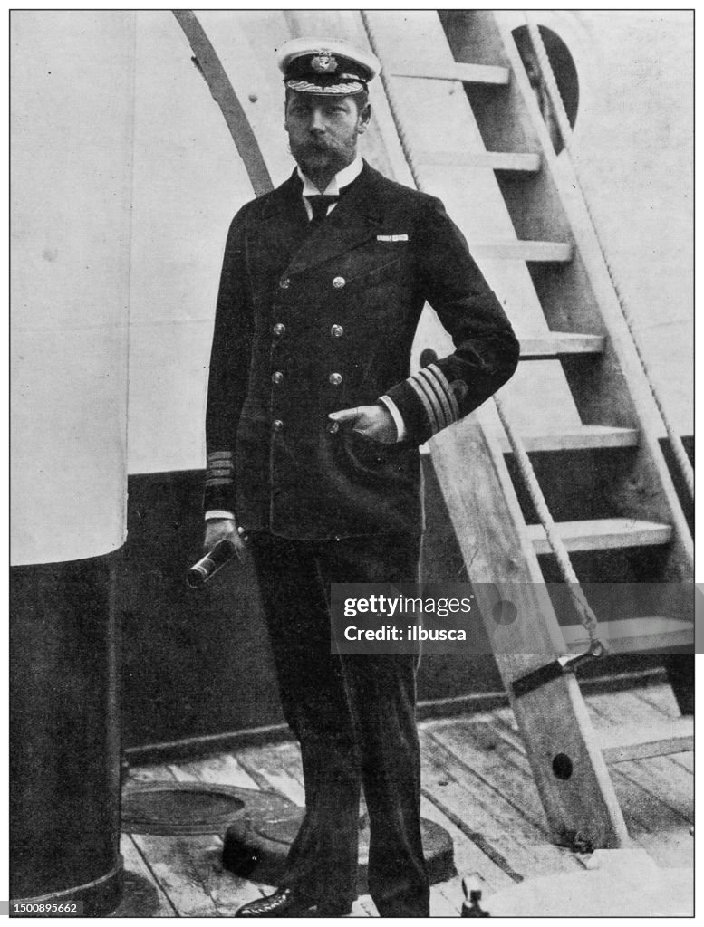 Antique image from British magazine: Captain the Duke of York on the "Crescent"