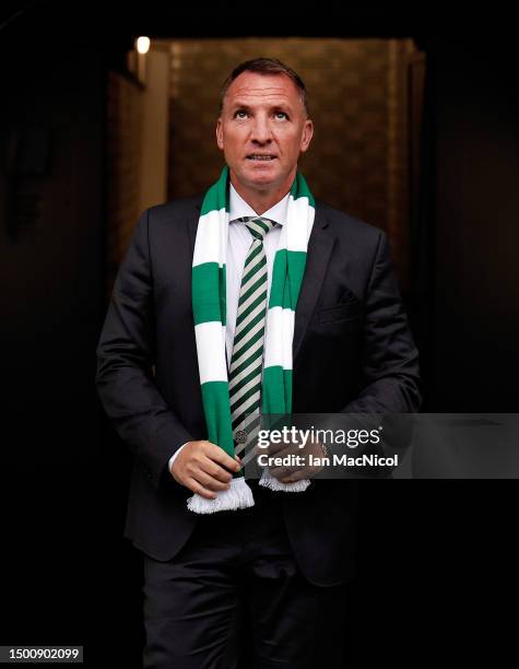 New Celtic manager Brendan Rodgers attends a press conference at Celtic Park on June 23, 2023 in Glasgow, Scotland.