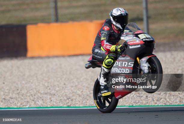 Romano Fenati of Italy and Rivacold Snipers Team lifts the front wheel during the MotoGP of Netherlands - Free Practice at TT Circuit Assen on June...