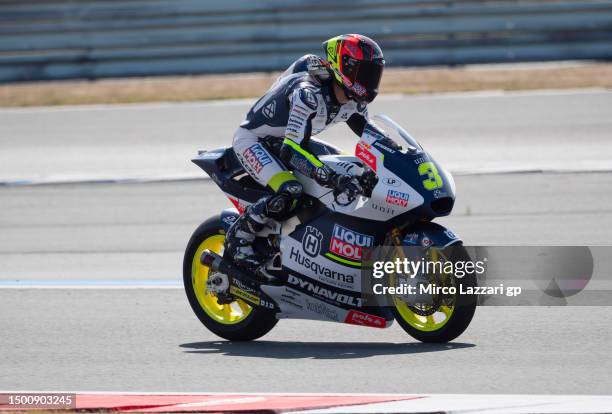Lukas Tulovic of Germany and Liqui Moly Husqvarna Intact GP heads down a straight during the MotoGP of Netherlands - Free Practice at TT Circuit...