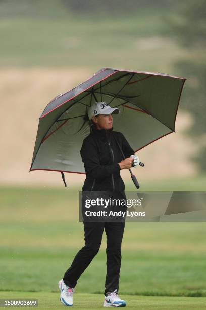 Lee-Anne Pace of South Africa walks the 17th fairway during the second round of the KPMG Women's PGA Championship at Baltusrol Golf Club on June 23,...