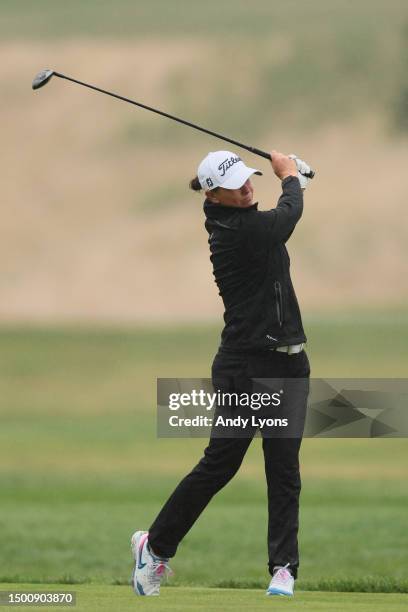 Lee-Anne Pace of South Africa hits from the 17th fairway during the second round of the KPMG Women's PGA Championship at Baltusrol Golf Club on June...