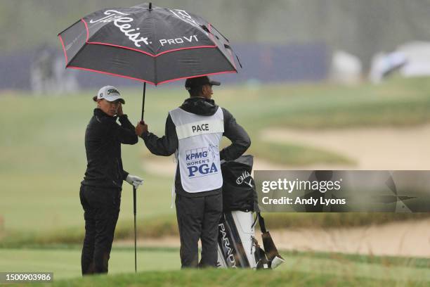 Lee-Anne Pace of South Africa waits to hit on the 15th fairway during the second round of the KPMG Women's PGA Championship at Baltusrol Golf Club on...