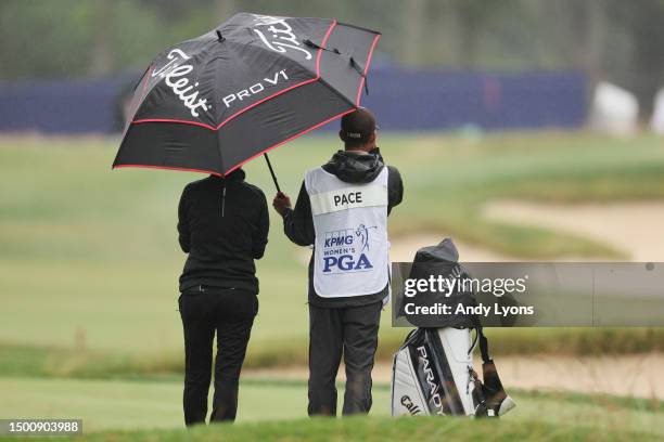 Lee-Anne Pace of South Africa waits to hit on the 15th fairway during the second round of the KPMG Women's PGA Championship at Baltusrol Golf Club on...