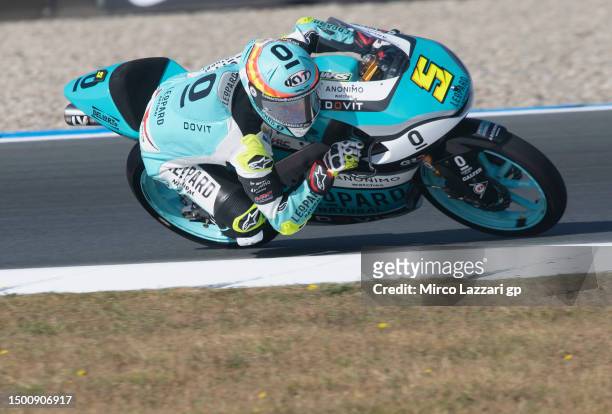 Jaime Masia of Spain and Leopard Racing rounds the bend during the MotoGP of Netherlands - Free Practice at TT Circuit Assen on June 23, 2023 in...