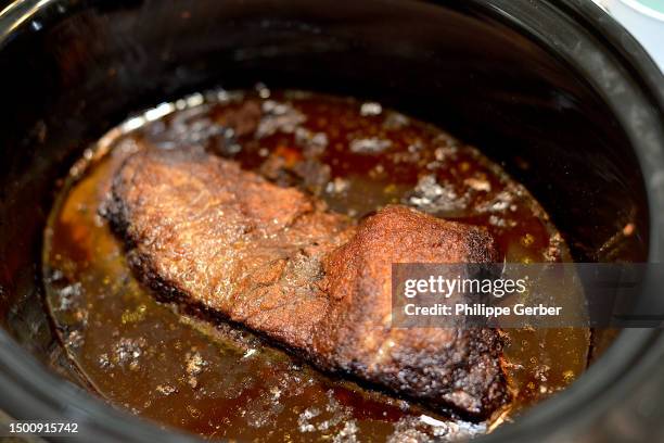 beef brisket - crock pot stock pictures, royalty-free photos & images