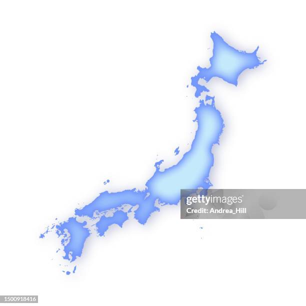 japan soft blue vector map illustration - hokkaido map stock illustrations