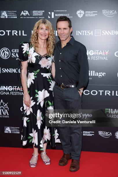 Laura Dern and Alessandro Nivola attend the red carpet of the Filming Italy 2023 on June 23, 2023 in Santa Margherita di Pula, Italy.