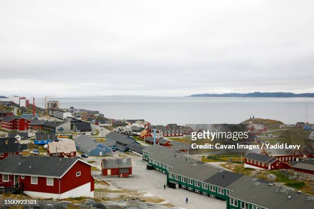 view over kolonihavn, nuuk, greenland - nuuk greenland stock pictures, royalty-free photos & images