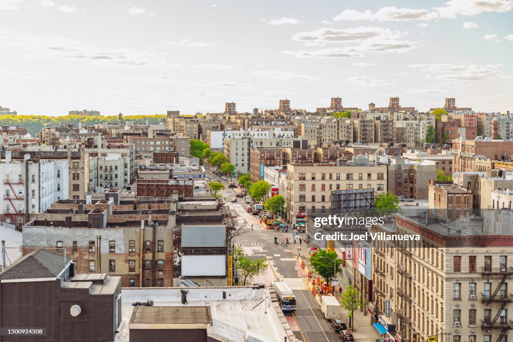 Aerial perspective of 181st Street Located in Washington Heights New York City.
