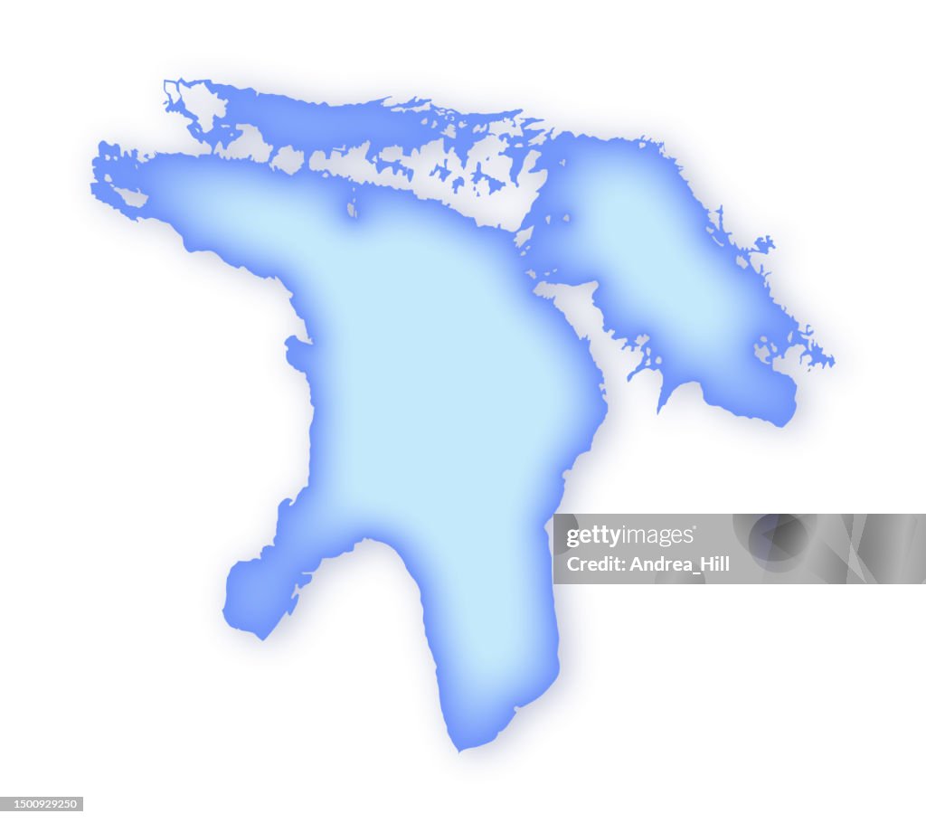 Illustrazione della mappa vettoriale blu morbido del lago Huron