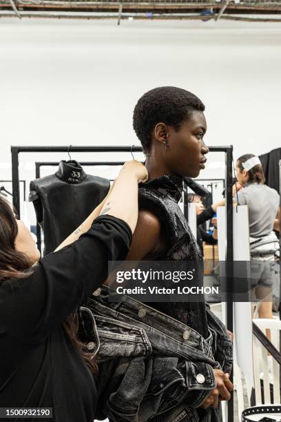 Backstage during the Juun J Ready to Wear Spring/Summer 2024 fashion show as part of the Paris Men Fashion Week on June 23, 2023 in Paris, France