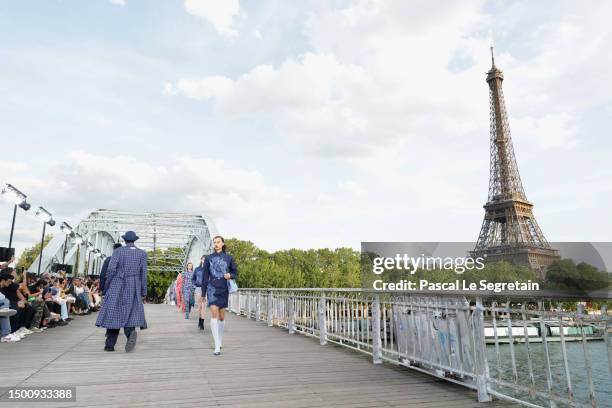 Models walk the runway during the Kenzo Menswear Spring/Summer 2024 show as part of Paris Fashion Week on June 23, 2023 in Paris, France.