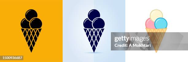ice cream cone icon. - glace cornet stock illustrations