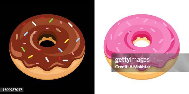 gefülltes donut-symbol. - schokoladentrüffel stock-grafiken, -clipart, -cartoons und -symbole