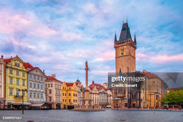 historic buildings of old town square of prague - prague old town square stock pictures, royalty-free photos & images