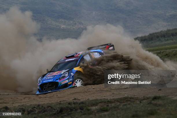 Ott Tanak of Estonia and Martin Jarveoja of Estonia are competing with their M-Sport Ford WRT Ford Puma Rally1 Hybrid during Day Two of the FIA World...