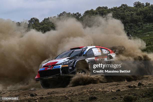 Elfyn Evans of Great Britain and Scott Martin of Great Britain are competing with their Toyota Gazoo Racing WRT Toyota GR Yaris Rally1 during Day Two...