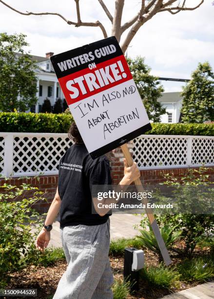 General view of atmosphere at the Showrunners For Abortion Rights rally at a WGA Picketing Line at Amazon Studios on June 23, 2023 in Culver City,...