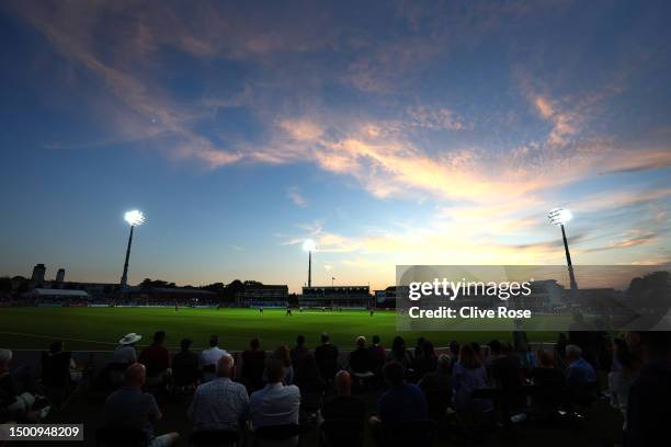 General view of play during the Vitality Blast T20 match between Kent Spitfires and Middlesex at The Spitfire Ground on June 23, 2023 in Canterbury,...