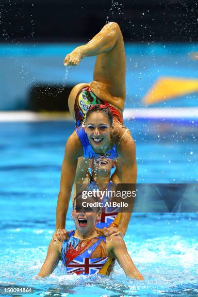 Australia competes in the Women's Teams Synchronised Swimming Free Routine final on Day 14 of the London 2012 Olympic Games at the Aquatics Centre on...