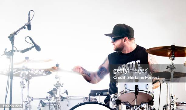 Ben Thatcher of Royal Blood performs at Day 3 of Glastonbury Festival 2023 on June 23, 2023 in Glastonbury, England.