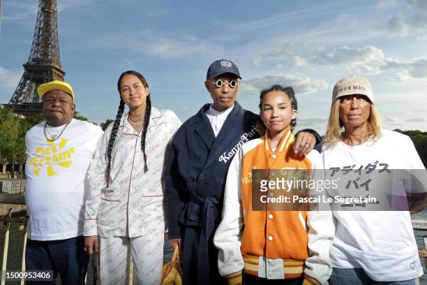 Pharrell Williams and his family attend the Kenzo Menswear Spring/Summer 2024 show as part of Paris Fashion Week on June 23, 2023 in Paris, France.