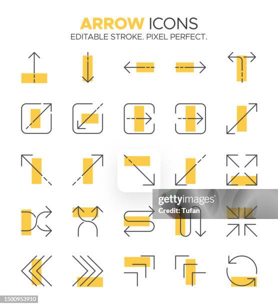 arrow icon set - direction, pointer, scroll and swipe symbols - swipe stock illustrations