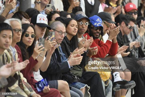 Pharrell Williams attends the Junya Watanabe Ready to Wear Spring/Summer 2024 fashion show as part of the Paris Men Fashion Week on June 23, 2023 in...