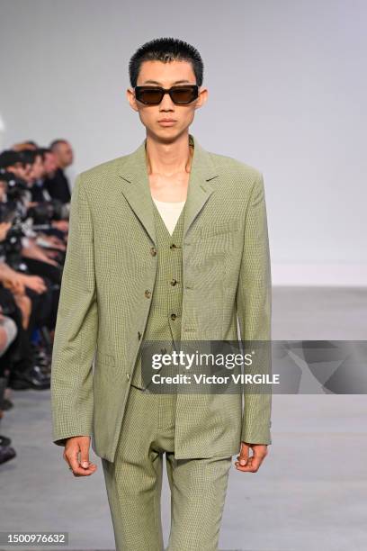 Model walks the runway during the Paul Smith Ready to Wear Spring/Summer 2024 fashion show as part of the Paris Men Fashion Week on June 23, 2023 in...