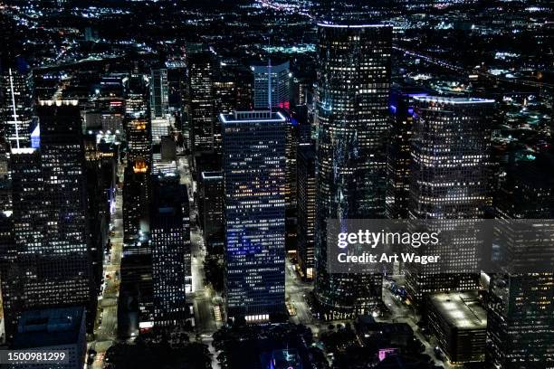 houston skyscrapers at night - houston texas night stock pictures, royalty-free photos & images