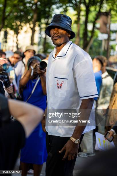 Serge Ibaka is seen during the Menswear Spring Summer 2024 as part of Paris Fashion Week on June 23, 2023 in Paris, France.