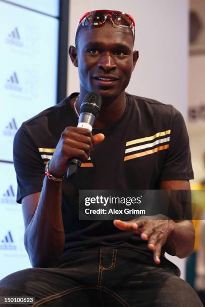 David Rudisha of Kenya at the adidas Olympic Media Lounge at Westfield Stratford City on August 10, 2012 in London, England.