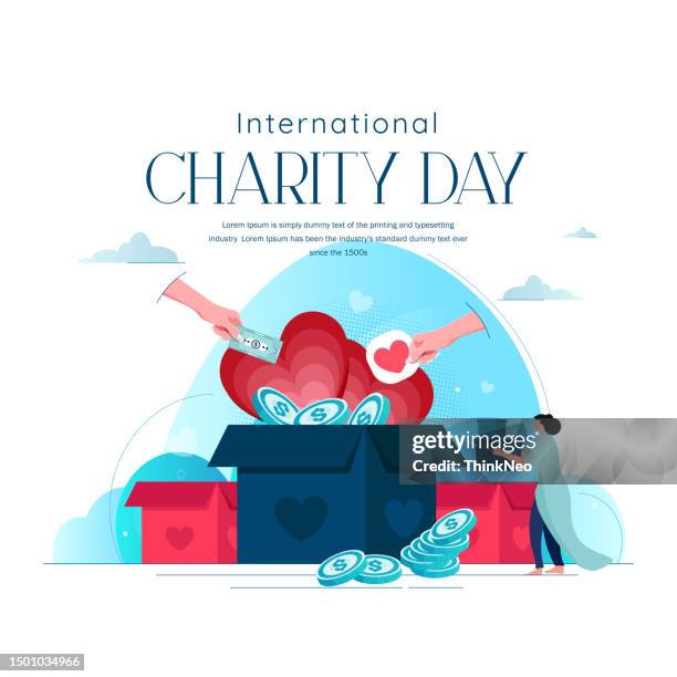 volunteering web banner, business card vector template. - fundraising background stock illustrations