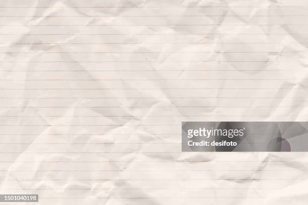 empty blank white coloured crumpled crushed disposed waste paper horizontal vector backgrounds with folds, wrinkles and creases and faint lined or striped pattern all over with narrow stripes or lines - lined paper 幅插畫檔、美工圖案、卡通及圖標