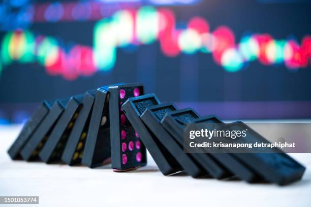 domino effect concept for business solution, strategy and successful intervention,insurance - dominoes stock pictures, royalty-free photos & images
