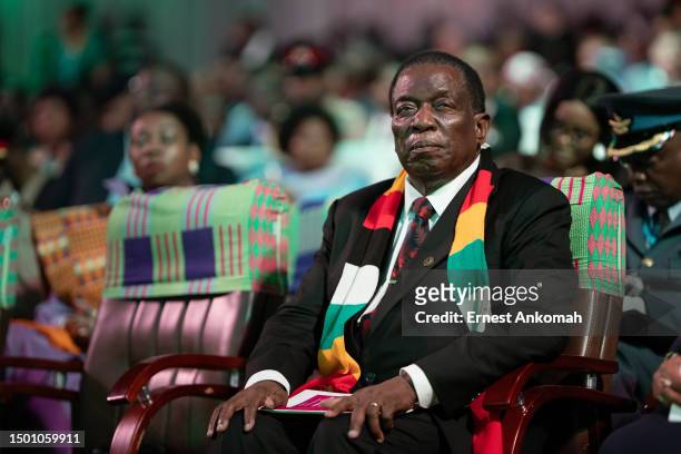 Emmerson Mnangagwa, President of Zimbabwe during the African Export-Import Bank Annual Meeting on June 19, 2023 at the Accra International Conference...