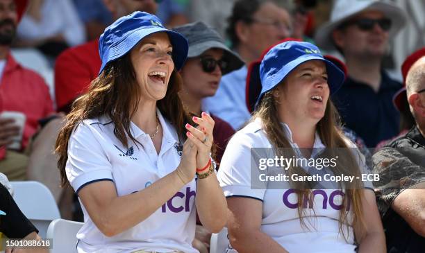 Spectators watch on from the crowd during day three of the LV= Insurance Women's Ashes Test match between England and Australia at Trent Bridge on...