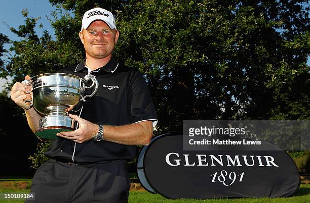 Gareth Wright of West Linton Golf Club pictured after winning the Glenmuir PGA Professional Championship at Carden Park Golf Club on August 10, 2012...