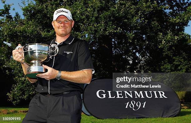 Gareth Wright of West Linton Golf Club pictured after winning the Glenmuir PGA Professional Championship at Carden Park Golf Club on August 10, 2012...