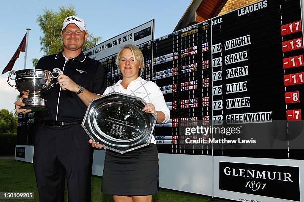 Gareth Wright of West Linton Golf Club and Alexandra Keighley of Huddersfield Golf Club pictured after winning the Glenmuir PGA Professional...