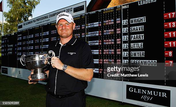Gareth Wright of West Linton Golf Club pictured after winning the Glenmuir PGA Professional Championship at Carden Park Golf Club on August 10, 2012...