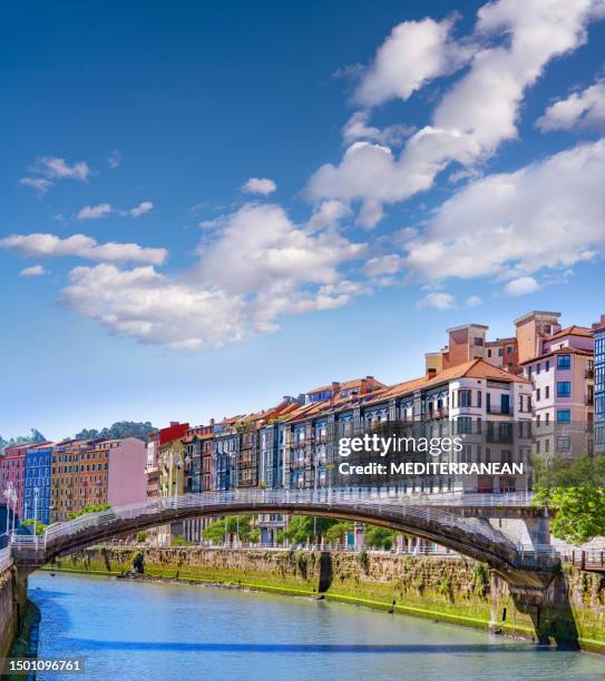 bilbao puente de la ribera bridge over nervion river, biscay basque country spain - bilbao spain stock pictures, royalty-free photos & images